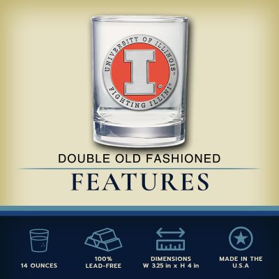 Illinois Fighting Illini - Double Old Fashioned Glass