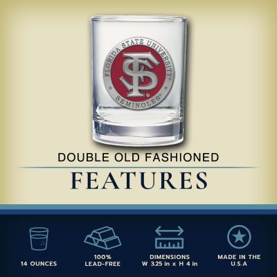 Florida State University - FS Logo - Double Old Fashioned Glass