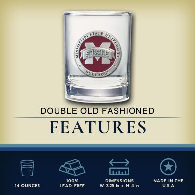 Mississippi State University "M" Logo - Double Old Fashioned Glass