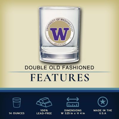 University of Washington Huskies  - Double Old Fashioned Glass