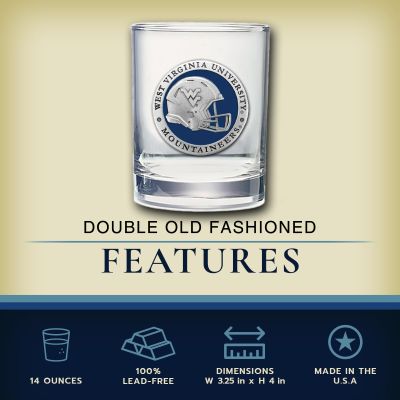 West Virginia University Mountaineers Helmet  - Double Old Fashioned Glass