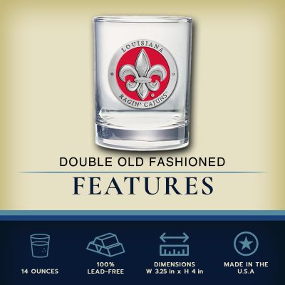 Louisiana Ragin' Cajuns - Double Old Fashioned Glass