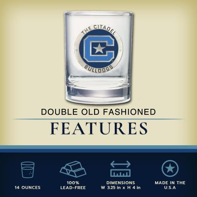 The Citadel Bulldogs Double Old Fashioned Glass