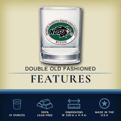 North Dakota State Bison - Double Old Fashioned Glass