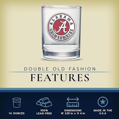 University of Alabama Crimson Tide Double Old Fashioned Glass