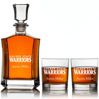 Personalized Golden State Warriors - Crown Classic Decanter Gift Set - Basketball Fanatic Gift Ideas