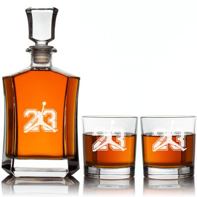 Engraved Jordan 23 - Personalized Crown Decanter - Basketball Fanatic Gift Ideas - Man Cave Gifts