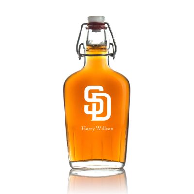 Engraved San Diego Padres - Personalized Bormioli Rocco Glass Swing Top Pocket Flask