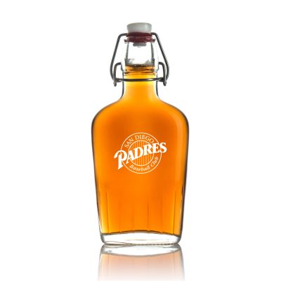 Engraved Padres - Personalized Bormioli Rocco Glass Swing Top Pocket Flask