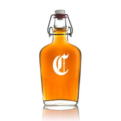 Engraved Cincinnati Reds Vintage C - Personalized Bormioli Rocco Glass Swing Top Pocket Flask