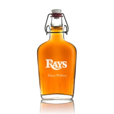 Engraved Rays - Personalized Bormioli Rocco Glass Swing Top Pocket Flask