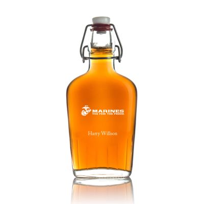 Engraved Marines The Few The Proud - Personalized Bormioli Rocco Glass Swing Top Pocket Flask