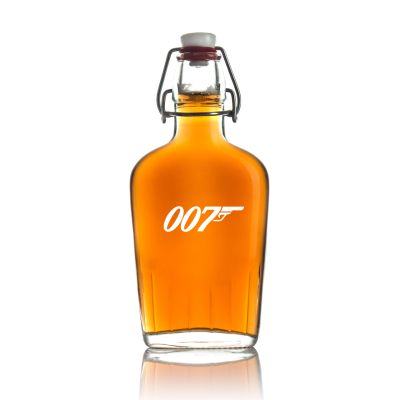 Engraved 007 - Personalized Bormioli Rocco Glass Swing Top Pocket Flask