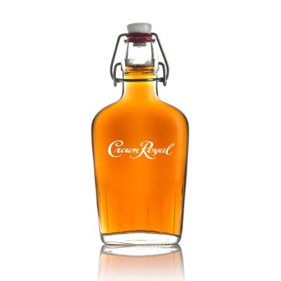 Engraved Crown Royal - Personalized Bormioli Rocco Glass Swing Top Pocket Flask