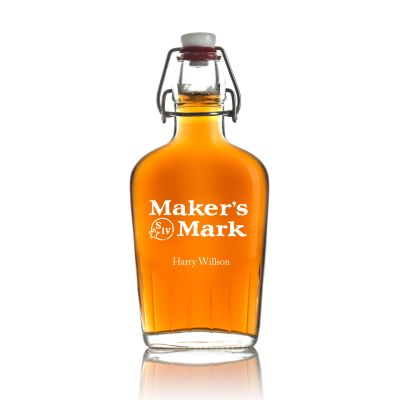 Engraved Makers Mark - Personalized Bormioli Rocco Glass Swing Top Pocket Flask