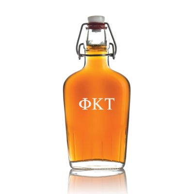 Custom Engraved Phi Kappa Tau - Personalized Whiskey Glass Flask - Swing Top