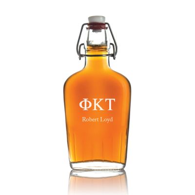 Custom Engraved Phi Kappa Tau - Personalized Whiskey Glass Flask - Swing Top