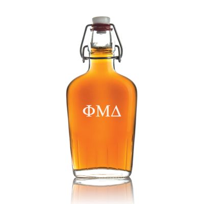 Custom Engraved Phi Mu Delta - Personalized Whiskey Glass Flask - Swing Top