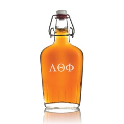 Custom Engraved Lambda Theta Phi - Personalized Whiskey Glass Flask - Swing Top