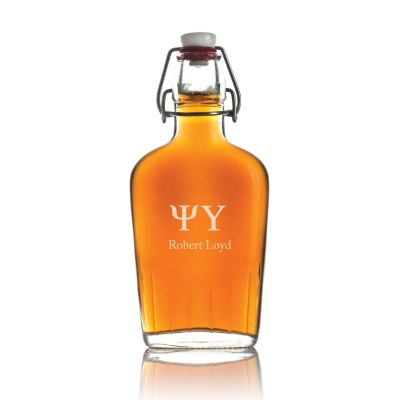 Custom Engraved Psi Upsilon - Personalized Whiskey Glass Flask - Swing Top