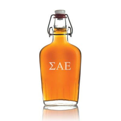 Custom Engraved Sigma Alpha Epsilon - Personalized Whiskey Glass Flask - Swing Top