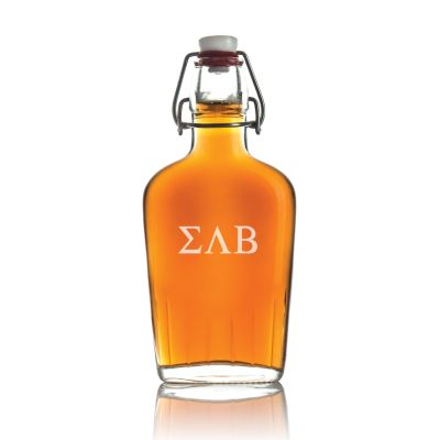 Custom Engraved Sigma Lambda Beta - Personalized Whiskey Glass Flask - Swing Top