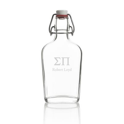 Custom Engraved Sigma Pi - Personalized Whiskey Glass Flask - Swing Top