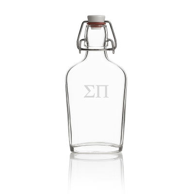Custom Engraved Sigma Pi - Personalized Whiskey Glass Flask - Swing Top