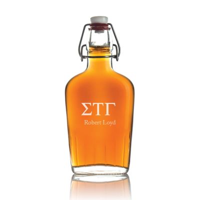 Custom Engraved Sigma Tau Gamma - Personalized Whiskey Glass Flask - Swing Top