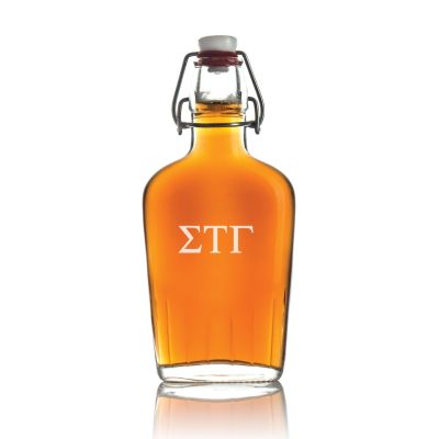 Custom Engraved Sigma Tau Gamma - Personalized Whiskey Glass Flask - Swing Top
