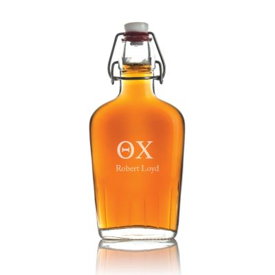 Custom Engraved Theta Chi - Personalized Whiskey Glass Flask - Swing Top