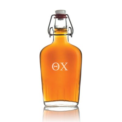 Custom Engraved Theta Chi - Personalized Whiskey Glass Flask - Swing Top