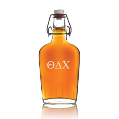 Custom Engraved Theta Delta Chi - Personalized Whiskey Glass Flask - Swing Top