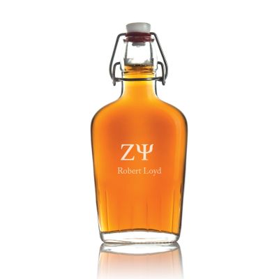 Custom Engraved Zeta Psi - Personalized Whiskey Glass Flask - Swing Top