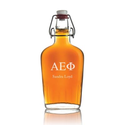 Custom Engraved Alpha Epsilon Phi - Personalized Whiskey Glass Flask - Swing Top