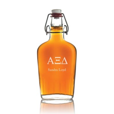 Custom Engraved Alpha Xi Delta - Personalized Whiskey Glass Flask - Swing Top