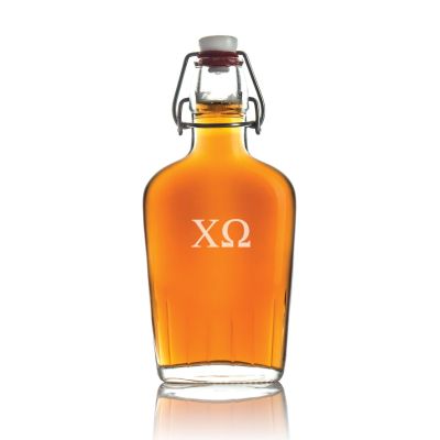 Custom Engraved Chi Omega - Personalized Whiskey Glass Flask - Swing Top