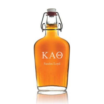Custom Engraved Kappa Alpha Theta - Personalized Whiskey Glass Flask - Swing Top