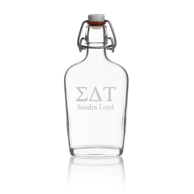 Custom Engraved Sigma Delta Tau - Personalized Whiskey Glass Flask - Swing Top