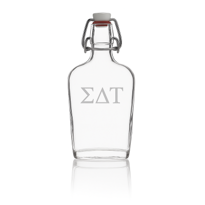 Custom Engraved Sigma Delta Tau - Personalized Whiskey Glass Flask - Swing Top