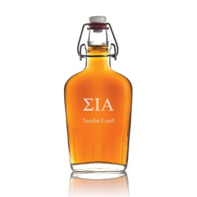 Custom Engraved Sigma Iota Alpha - Personalized Whiskey Glass Flask - Swing Top