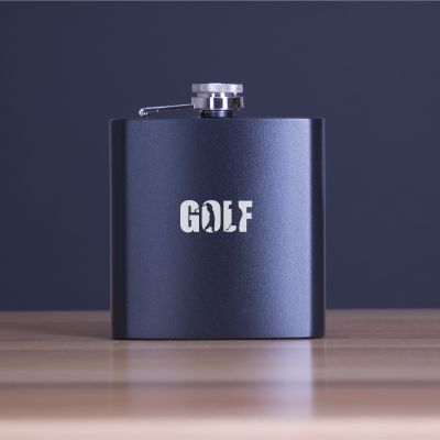 Custom Engraved Golf Shots - Personalized 6oz Matte Black Powder Coated Stainless Steel Flask