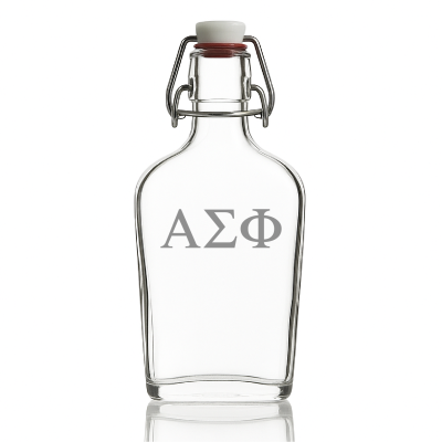 Custom Engraved Alpha Sigma Phi - Personalized Whiskey Glass Flask - Swing Top