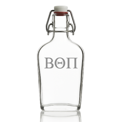 Custom Engraved Beta Theta Pi - Personalized Whiskey Glass Flask - Swing Top
