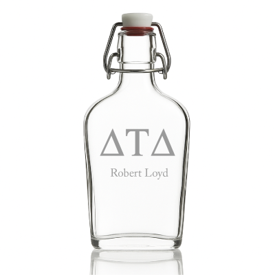 Custom Engraved Delta Tau Delta - Personalized Whiskey Glass Flask - Swing Top