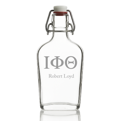 Custom Engraved Iota Phi Theta - Personalized Whiskey Glass Flask - Swing Top