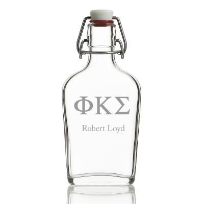 Custom Engraved Phi Kappa Sigma - Personalized Whiskey Glass Flask - Swing Top
