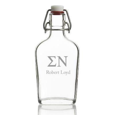 Custom Engraved Sigma Nu - Personalized Whiskey Glass Flask - Swing Top