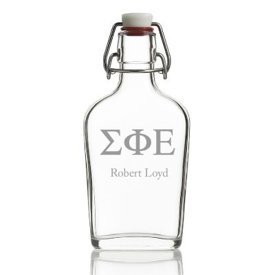 Custom Engraved Sigma Phi Epsilon - Personalized Whiskey Glass Flask - Swing Top