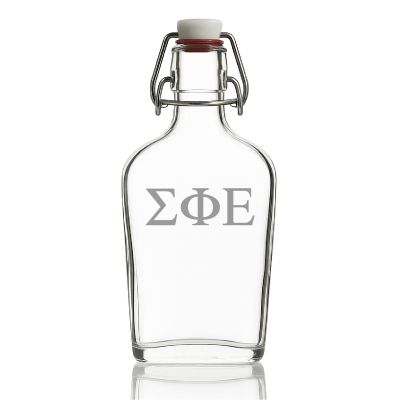 Custom Engraved Sigma Phi Epsilon - Personalized Whiskey Glass Flask - Swing Top